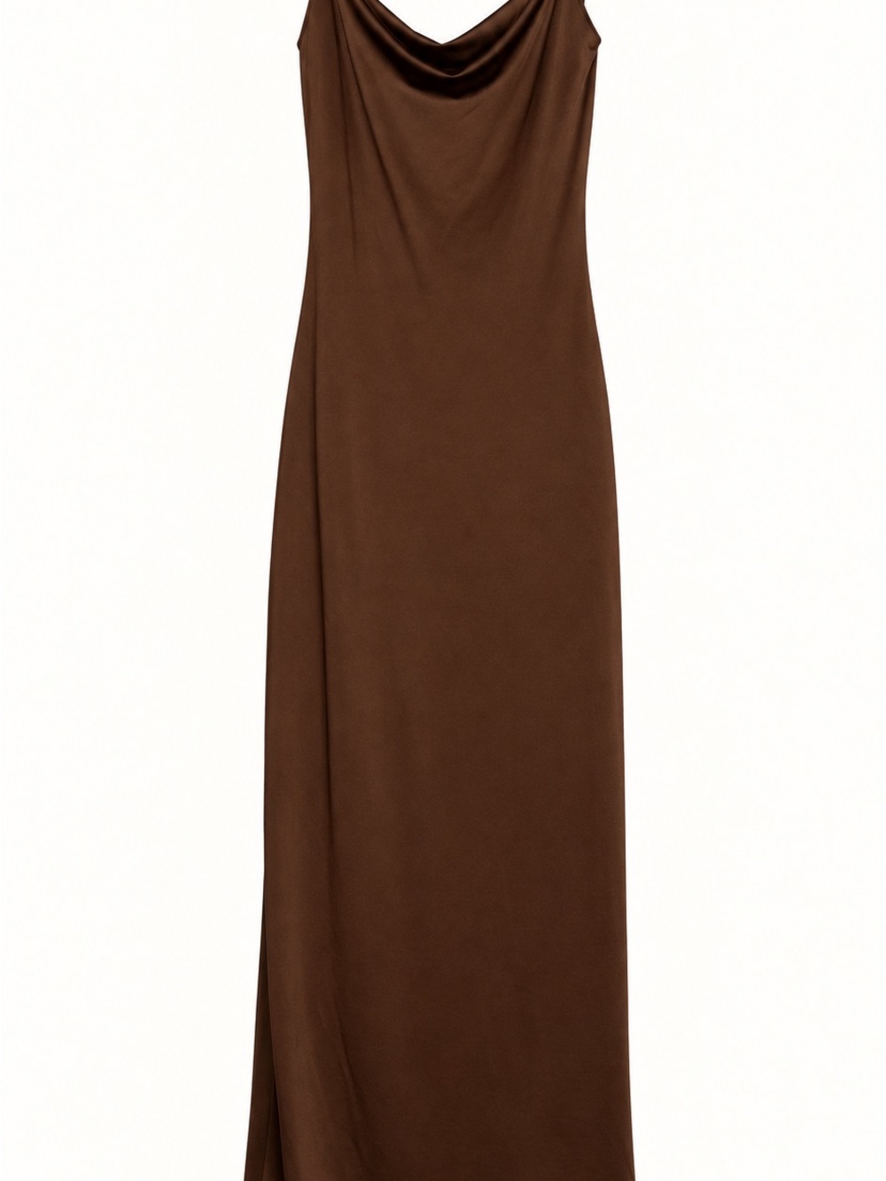 Vibe Brown Cowl-Neck Maxi Slip Dress